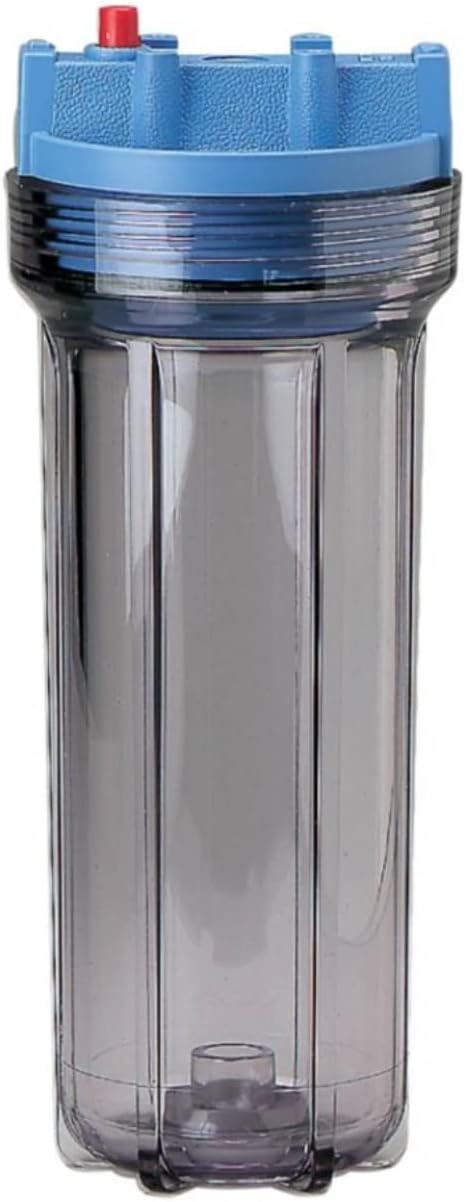 Pentair Pentek 158007 Traditional Slim Line Filter Housing, 3/8" NPT #10 Under Sink Clear Water Filter Housing with Pressure Relief Button, 10-Inch, Clear