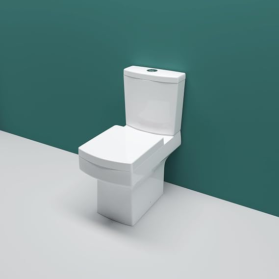 Sky Bathroom Square White Ceramic Modern Toilet Close Coupled Pan Soft Close Seat WC