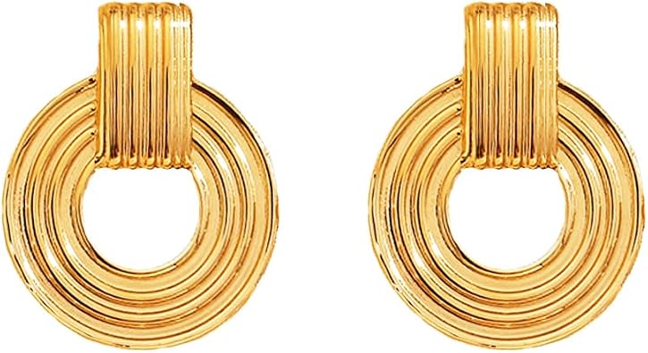 Chunky Gold Earrings for Women, Gold Geometric Statement Earring, Big Trendy Design Boho Drop Dangle Earrings Fashion Jewelry