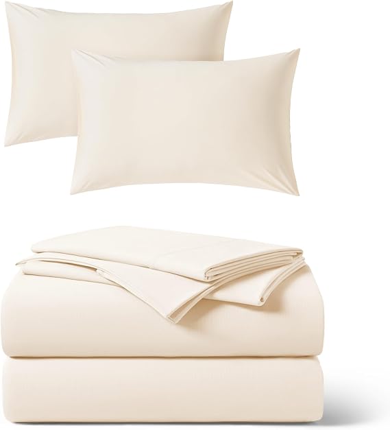 REST Buy 2 GET 30 Percent Off: 3PC Sheet Set Plus Extra Pillowcases Bundle at 30% Discount, in Snow Ivory, Queen Size
