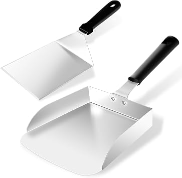 Gutsdoor Extra Large Griddle Spatula and Smash Burger Spatula, Stainless Steel blackstone spatulas for Kitchen and Camping, BBQ Grill Food Shovel, Grill Accessories For Outdoor Grill, 2 Pack