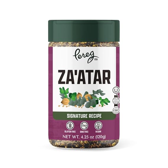 Pereg Za'atar, Mixed Spice Seasoning (4.25 Oz), Middle Eastern Inspired Zahtar Spices, Non-GMO, No MSG, Gluten Free, All Natural Seasoning, for Pizza, Salad, Hummus, Chicken