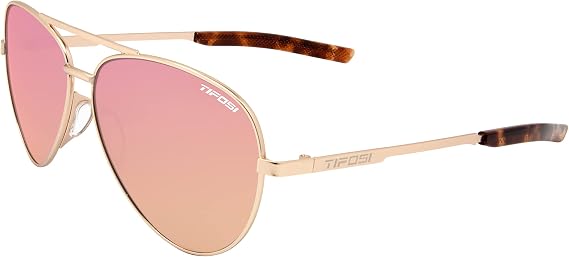 Tifosi Shwae Tangle-Free Classic Aviators - Golf, Hiking & Running | 100% UVA/UVB, shatterproof polycarbonate. Tangle-free hinge, hydrophilic nose pads. For flying, golf, hiking & running.