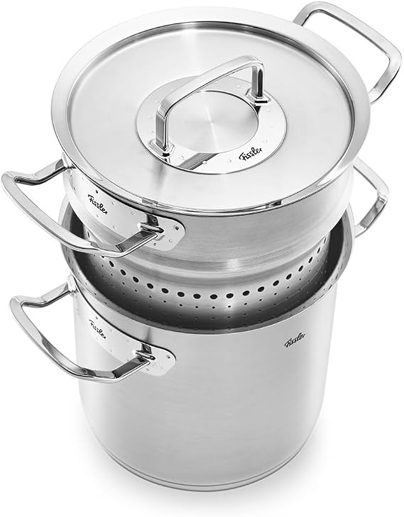 Fissler Original Profi Collection Multistar/Stainless Steel Pot (Diameter 20 cm 6 L) High Asparagus Cooking Pot with Lid Sieve Insert for Steaming and Cooking Asparagus - Induction