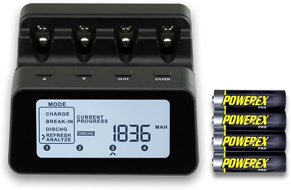 Powerex MH-C9000PRO Professional Charger-Analyzer with 4 Powerex PRO AA 2700mAh NiMH Rechargeable Batteries