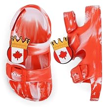 ChayChax Toddler Boys Girls Double Buckle Sandals Adjustable Back Strap Sandal 2026 Soccer Game National Flag Color, Canada, 9 Toddler