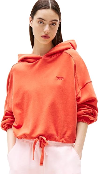 Tommy Jeans Women's Medium Weight Cropped Hoodies With Front Tie Detail