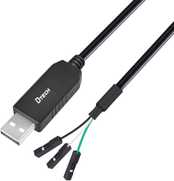 DTECH 3ft USB to TTL Serial Cable 3.3V 3 Pin TX RX Signal UART Adapter Debug Cord Genuine FTDI FT232RL Chip Compatible with Windows 11 10 8 7 Linux MAC OS 3Pin 3v3 2.54mm Dupont Female Header