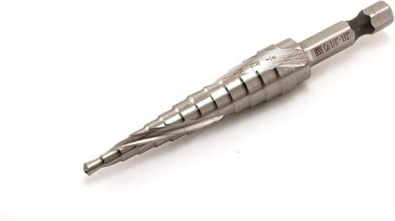 TEMO M35 Cobalt Spiral Step Drill Unibit Bit, 13 Size 1/8"-1/2", 1/4" Shank