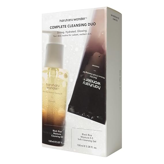 haruharu Complete Cleansing Duo, Cleansing Oil, pH 5.5 Cleansing Gel, Vegan | Cleansing Routine, Makeup Remover, Low 5.5pH, Gentle for Sensitive Skin, Non-Comedogenic, Pore Care, Korean Skin care