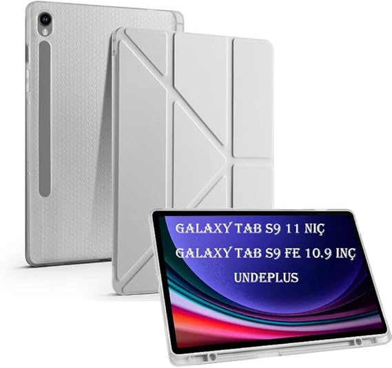 UnDePlus Samsung Galaxy Tab S10 Lite FE/S10/S9 FE/S9 ile uyumlu Kılıf Kalem Bölmeli Trifolding Case(12.4inç Değildir)