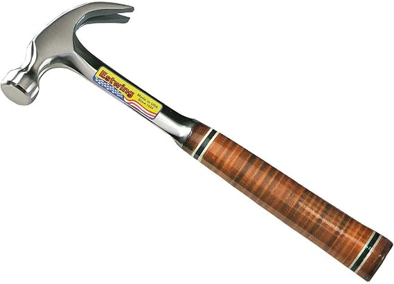 Estwing ESTE24C Curved Claw Hammer - Leather Grip 24oz, Silver