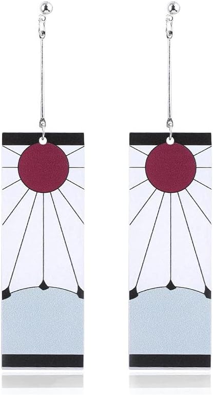 Demon Slayer Tanjiro Earrings Kamado Tanjirou's Hanafuda Earrings Anime Earrings for Men Women