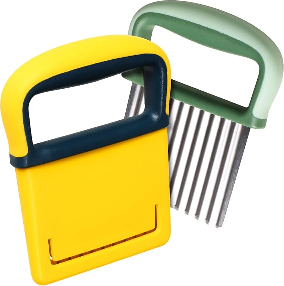 YGDZ Wavy Crinkle Cutter, Stainless Steel Wavy Knife Crinkle Cutting Tool Chopper Cutter for Veggies, Two Pack