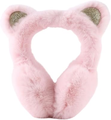 Peecabe Winter Kids Earmuffs Warm Girl Ear Muffs For Toddler Kid Children Earmuff with Cat Ears Girls Ear Warmer Light Pink