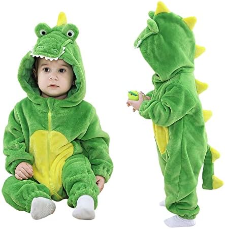 LOLANTA Baby Boy Costume Toddler Hooded Flannel Romper Little Kids Halloween Animal Fancy Dress Up 1.5-4.5 Years