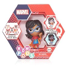 Wow! PODS Marvel Avengers Collection - Ms Marvel | Superhero Light-Up Bobble-Head Figure | Official Marvel Collectable Toys & Gifts | Number 204 in Series,Grey