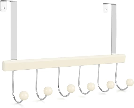 TOPIA HANGER Over The Door Hooks for Hanging, Towel Hooks Towel Racks for Bathroom, Coat Hooks Coat Rack Over The Door Organizer Hanging, Wooden Door Hangers for Coat Towel Hat Purse CT71W