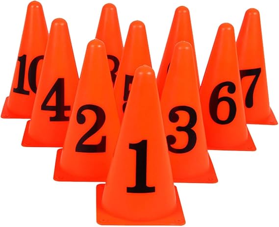 BESPORTBLE 10 Pack Marker Cones Sign Barrel Numbered Soccer Cones for Football Training Field Boundary Setup Indoor Outdoor Agility Drills 5.31 X 5.31 X 9.05 in