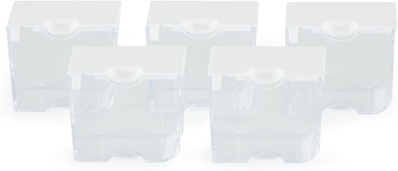 Elizabeth Ward Bead Storage Solutions Clear Plastic Storage Containers (5pc) Medium Organize Beads, Jewelry Making and Craft Supplies, Earrings and More Securely Snaps Shut, 1-3/4 x 2 x 1-1/8