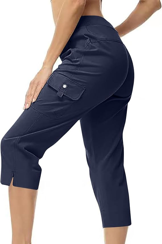 Womens Cargo Capris Hiking Pants Lightweight Quick Dry Outdoor Athletic Travel Trousers Casual Joggers Multi Pockets