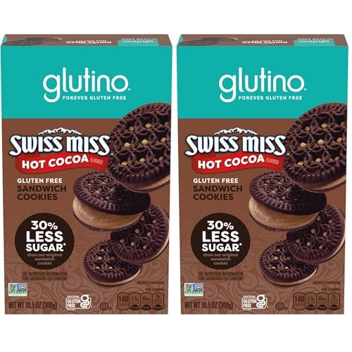 Glutino Swiss Miss Gluten Free Hot Cocoa Flavored Sandwich Cookies, Gluten Free Snacks, 10.5 oz. Pack of 2