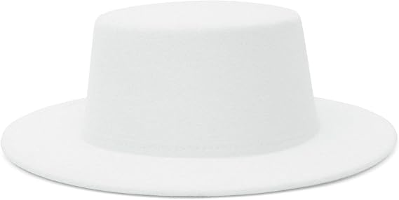 Women Men Classic Felt Fedora Hat Wide Brim Flat Top Jazz Panama Hat Casual Party Church Hat