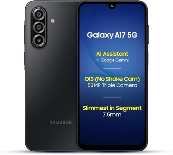 Samsung Galaxy A17 5G (6 GB RAM, 128 GB Storage) | 50 MP Vibration-Free Camera | Super AMOLED | Corning Gorilla Glass Victus | 7.5 mm Stylish | Ai (Artificial Intelligence) (Black)
