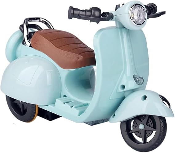 Scooter for 17cm Doll, Scooter Toy with Light and Music, Interactive Rotating Toy Decor Desktop Ornaments(Blue)