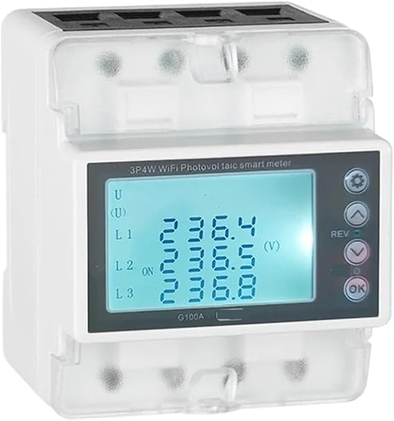 Over Under Voltage Protector 3 Phase 4 Wire 380V 100A Bi-Directional Energy Power KWh Meter Over Under Voltage Protector Over Load Protect Adjustable Voltage Protective