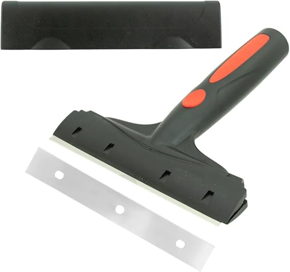 World Enterprises 6" Razor Blade Putty Knife Scraper,Ideal for Cleaning Tile, Stove, Floors, Paint, Adhesive Decals and Stickers from Windows and Glass Includes 1 Double-Edge Blade