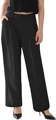 Susclude Womens Casual Dress Pants Wide Leg Baggy Pleated Old Money Stretchy Slacks Fall High Waisted Business Work Trousers