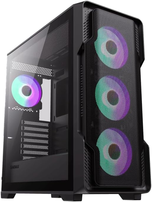GAMEMAX Siege E-ATX Mid Tower Game Case, Side Tempered Glass Panel, 4x120mm ARGB Fan Pre-Installed, Supports 360mm Radiator Top and Front, Black