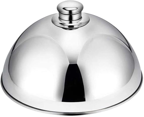 Food Dome Plate Cover Cloche Stainless Steel Cloche Serving Plate, 10 in Dome Cover Dish Dining Dinner Serving Plate for Home Restaurant Cafe (Silver)