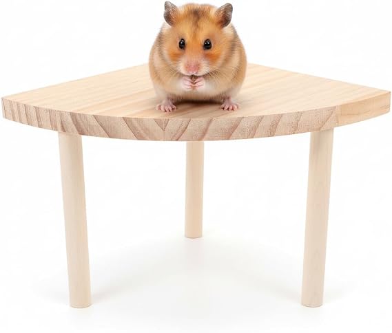 NOLITOY Hamster Platform Fan Shaped Wooden Cage Accessory Space-Saving Small Pet Climbing and Resting Stand Multi-Use Hamster Cage Platform for Hamsters Gerbils and Small Animals