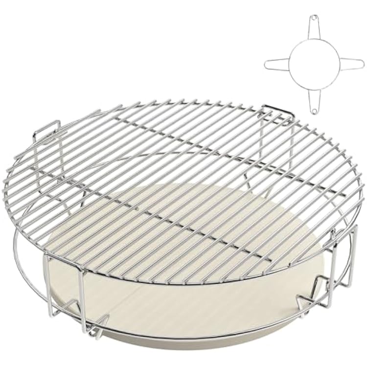 BBQ Future 18 Cooking System Kit for Kamado Joe Classic and Other Kamado Grill, Grill Accessories for Large Big Green Egg, Multi-Level Cooking Base Rack Ceramic Deflector Plates Grid Grate Set