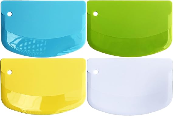 Hard Bench Scraper 4 PCs PP Plastic Dough Scraper Food Scraper