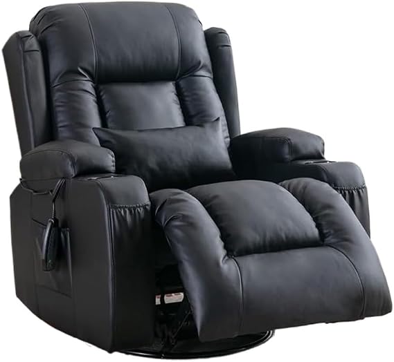 Modern Massage Rocker Recliner Chair 360 Swivel Glider for Adults Ergonomic Manual Recliner Chairs for Living Room, Home Theater Seating Single Lounge Sofa