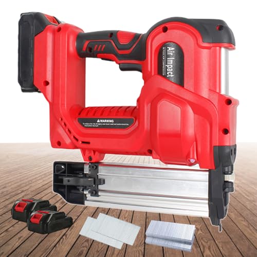 Cordless Electric Brad Nailer & Stapler, Handheld Woodworking Tool with SingleContinuous Shot, Built-in LED Light for Home Projects, Roofing & Crafts