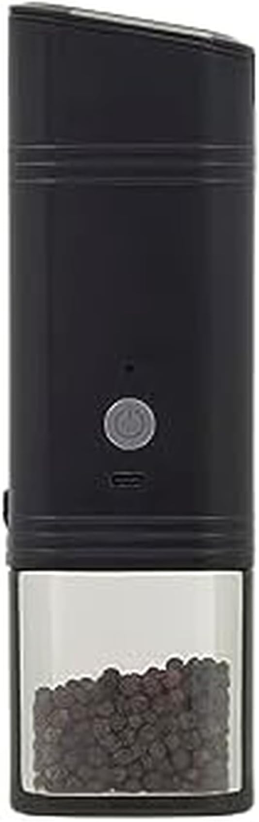 Kamenstein USB Rechargeable Gravity Feed Grinder, Filled With Peppercorns, Black