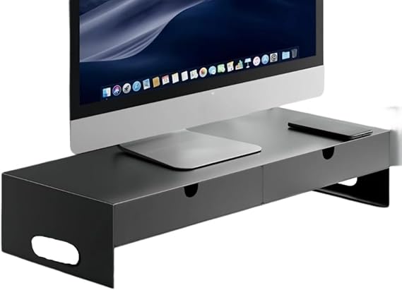 Monitor Stand with Drawers Monitor Stand Monitor Arm Steel Computer Desk with Drawers Desktop Keyboard Storage Office Home Remote Work Home Office with Drawers Black Black Tabletop Shelf