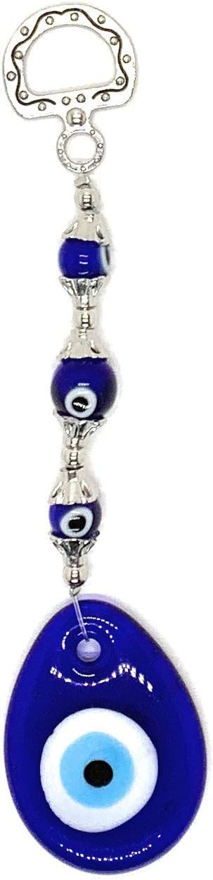 LUCKBOOSTIUM Evil Eye Keychain and Pendant - Blue Hanging Evil Eye Beads for Good Luck & Divine Protection - Decorative Rear View Mirror Accessories, Wall Decor, Bag Charms, Office and Home Ornaments