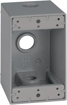 Sigma Engineered Solutions Weatherproof 14255 1/2-Inch 3 Hole 1-Gang Deep Box, Gray