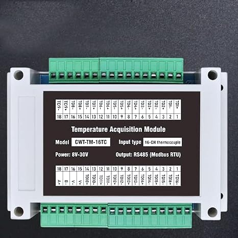 16 Channels K-Type Thermocouple RS485 Modbus RTU Temperature Acquisition Module