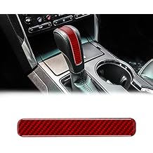 SUNJIKA Compatible with 1PCS Carbon Fiber Gear Shift Lever Knob Handle Trim Sticker Decoration Interior Accessories for Ford Explorer 2013 2014 2015 2016 2017 2018 (Red)