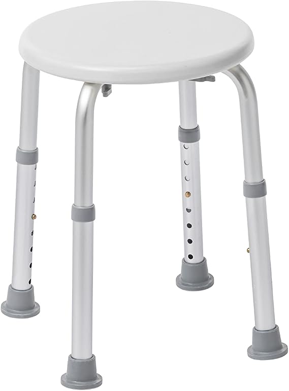 Drive Medical Shower Stool, Adjustable Height, Lightweight Aluminum, White