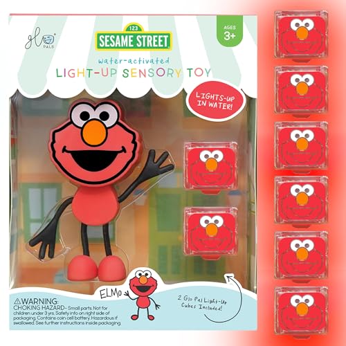 Glo Pals x Sesame Street Water-Activated Light-Up Cubes for Sensory Play Elmo - Cubes with Character