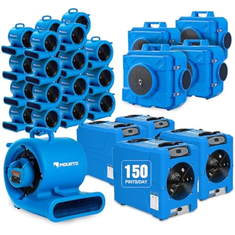 MOUNTO Water Damage Restoration Combo Package Deals 24xAir Mover, 4x Air Scrubber, 4x LGR Dehumidifiers