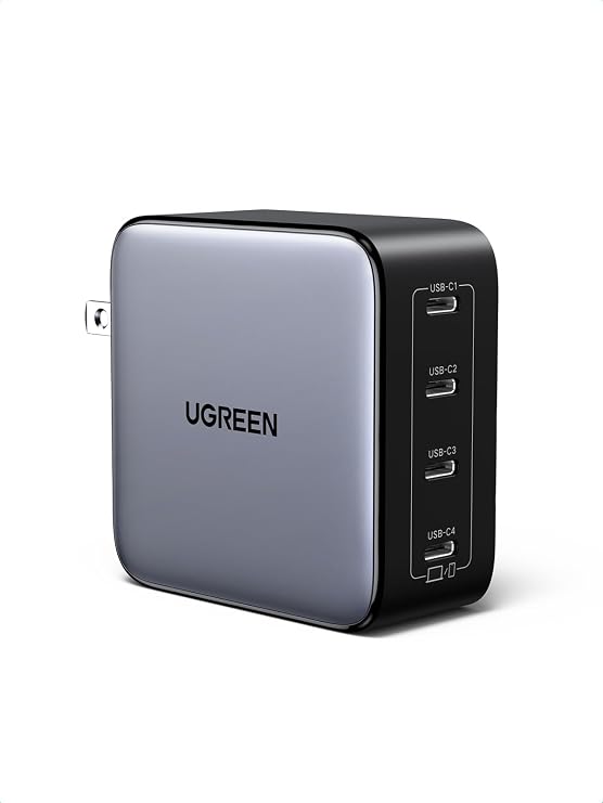 UGREEN Nexode 100W GaN USB C Wall Charger, 4-Port Type-C Fast Charger Compatible with MacBook Pro/Air, Dell XPS, iPhone 17/16/15 Series, Galaxy S25/S24, Pixel 10/9, iPad Air, Steam Deck