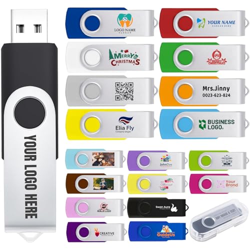 Custom USB Flash Drive with Logo Personalized USB Thumb Drive 512MB Customized Memory Stick 50 Pack for Business Gifts